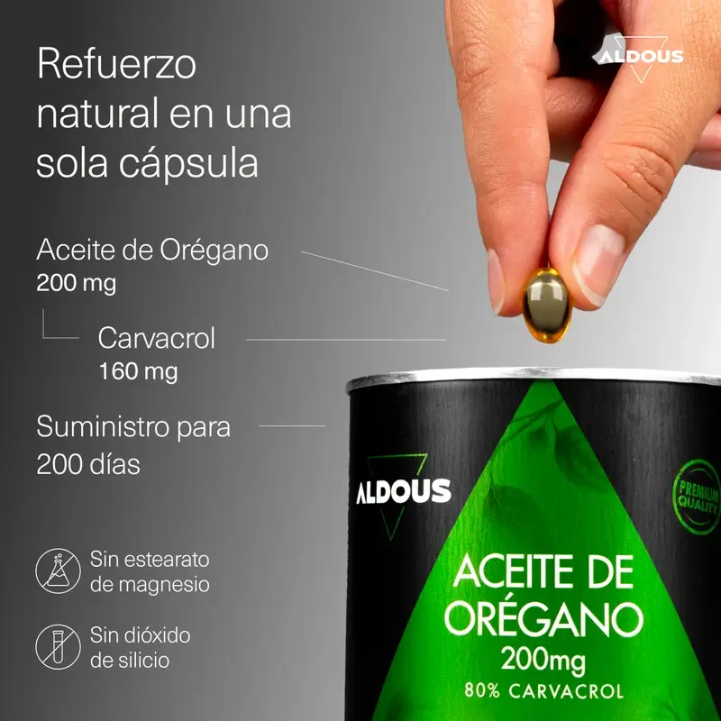 Aldous Bio Óleo de Orégãos, 200 pérolas