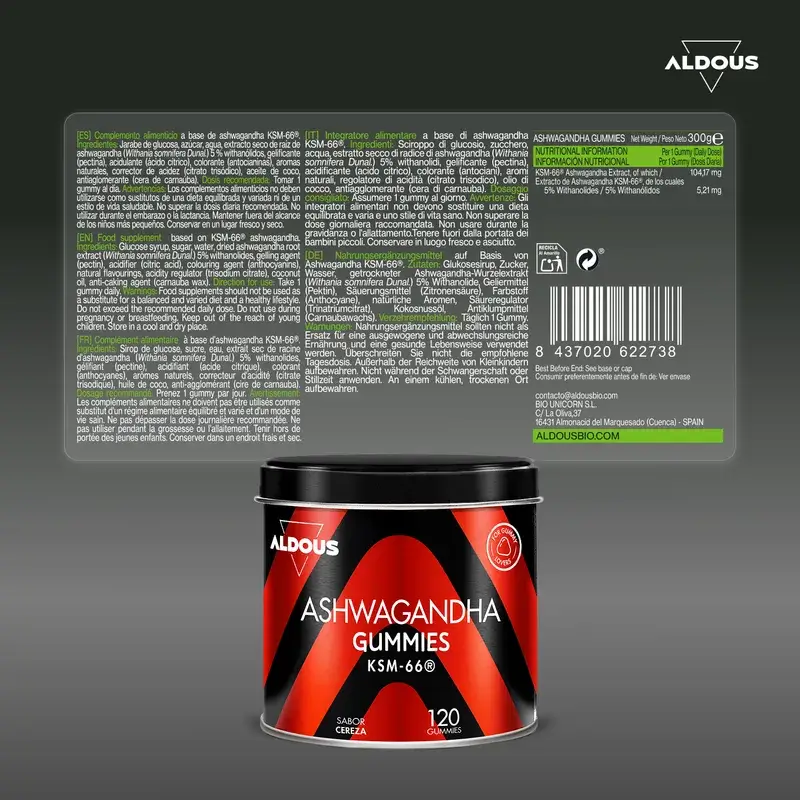 Aldous Bio Ashwagandha Ksm-66 , 120 gomas