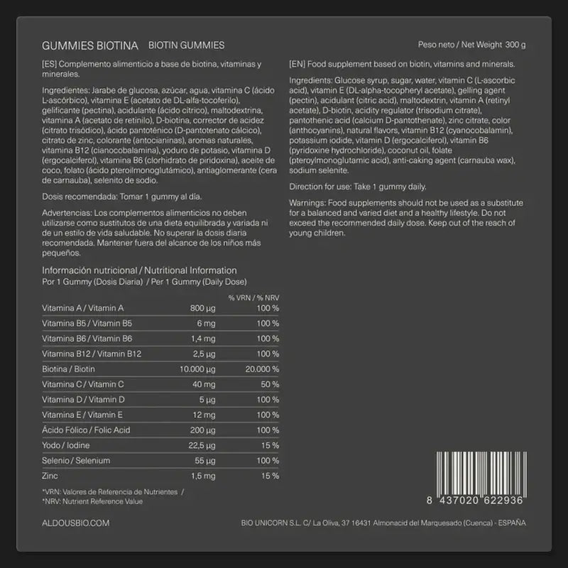 Aldous Bio Biotin , 120 gomas