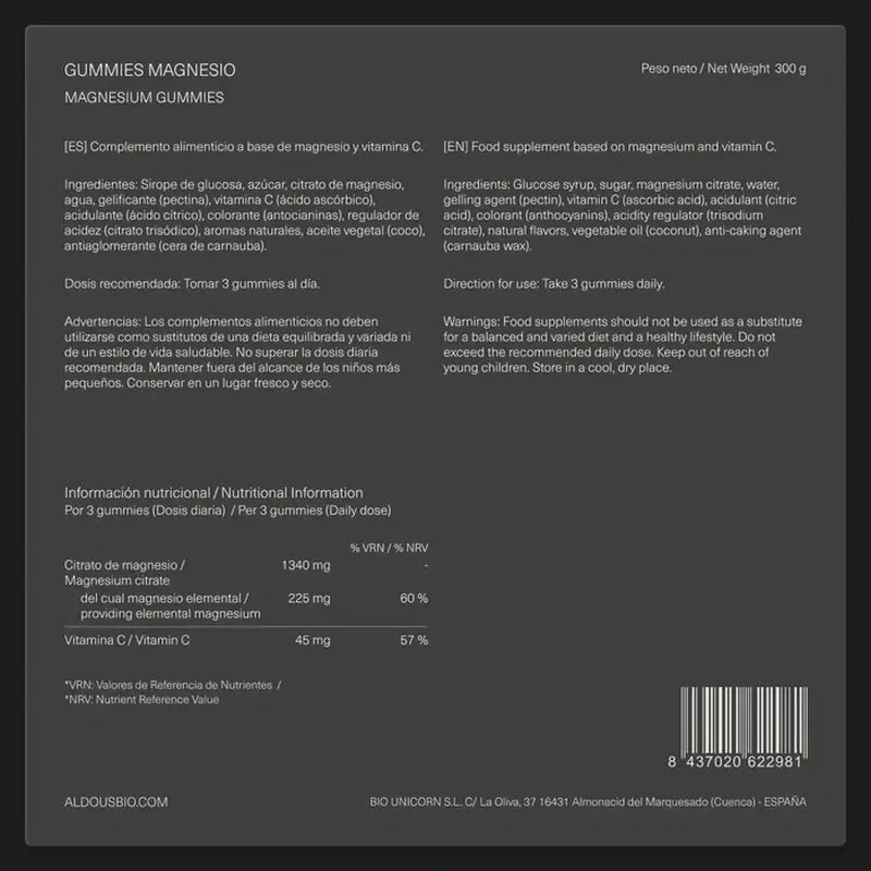 Aldous Bio Citrato de Magnésio Gomas , 120 gomas