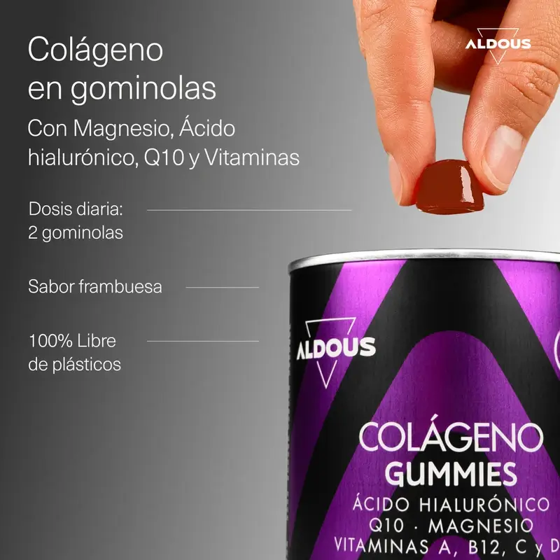 Aldous Bio Colagénio Hidrolisado com Ácido Hialurónico, Coenzima Q10, Zinco e Vitaminas, 120 gomas