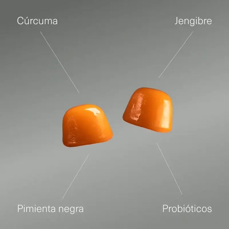 Aldous Bio Cúrcuma com Gengibre e Pimenta Preta + Probióticos, 120 gomas