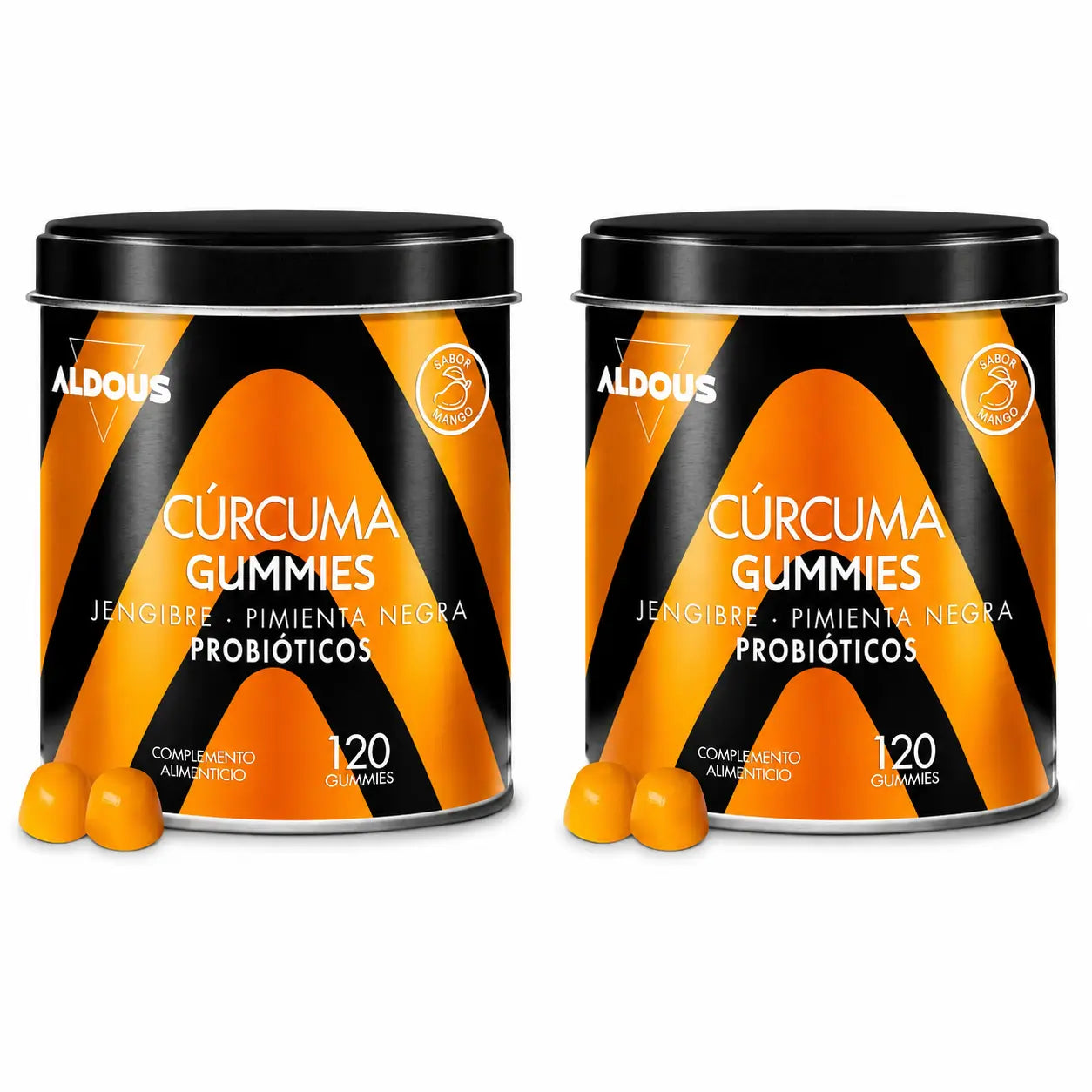 Aldous Bio Cúrcuma com Gengibre e Pimenta Preta + Probióticos, 120 Gomas , embalagem 2