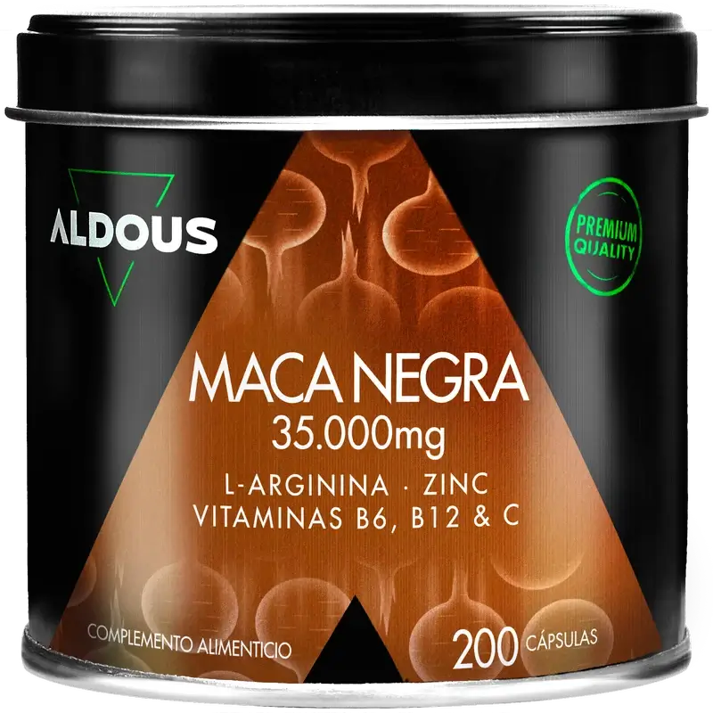 Aldous Bio Peruvian Black Maca Complex Arginina, Zinco, Vitamina C, B12 & B6 , 200 cápsulas