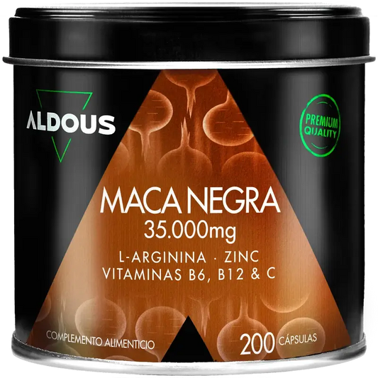 Aldous Bio Peruvian Black Maca Complex Arginina, Zinco, Vitamina C, B12 & B6 , 200 cápsulas