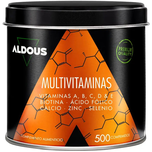 Aldous Bio Multivitamins Vitamina C, D, E, A, Vitaminas B, Biotina, Ácido Fólico, Cálcio, Zinco, Selénio , 500 comprimidos