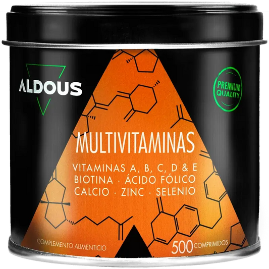 Aldous Bio Multivitamins Vitamina C, D, E, A, Vitaminas B, Biotina, Ácido Fólico, Cálcio, Zinco, Selénio , 500 comprimidos