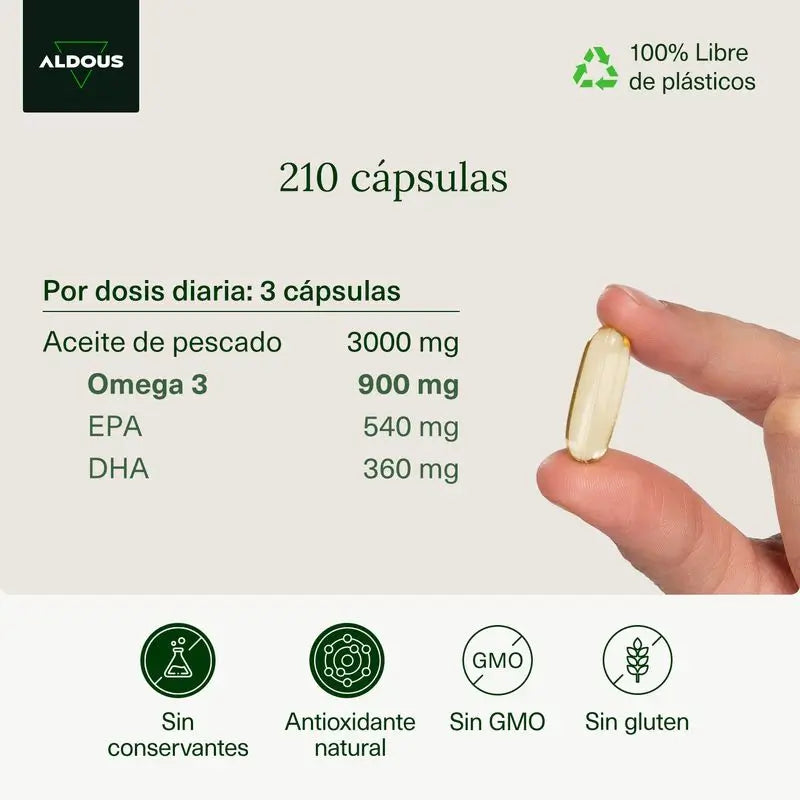 Aldous Bio Omega 3 3000Mg, 210 cápsulas