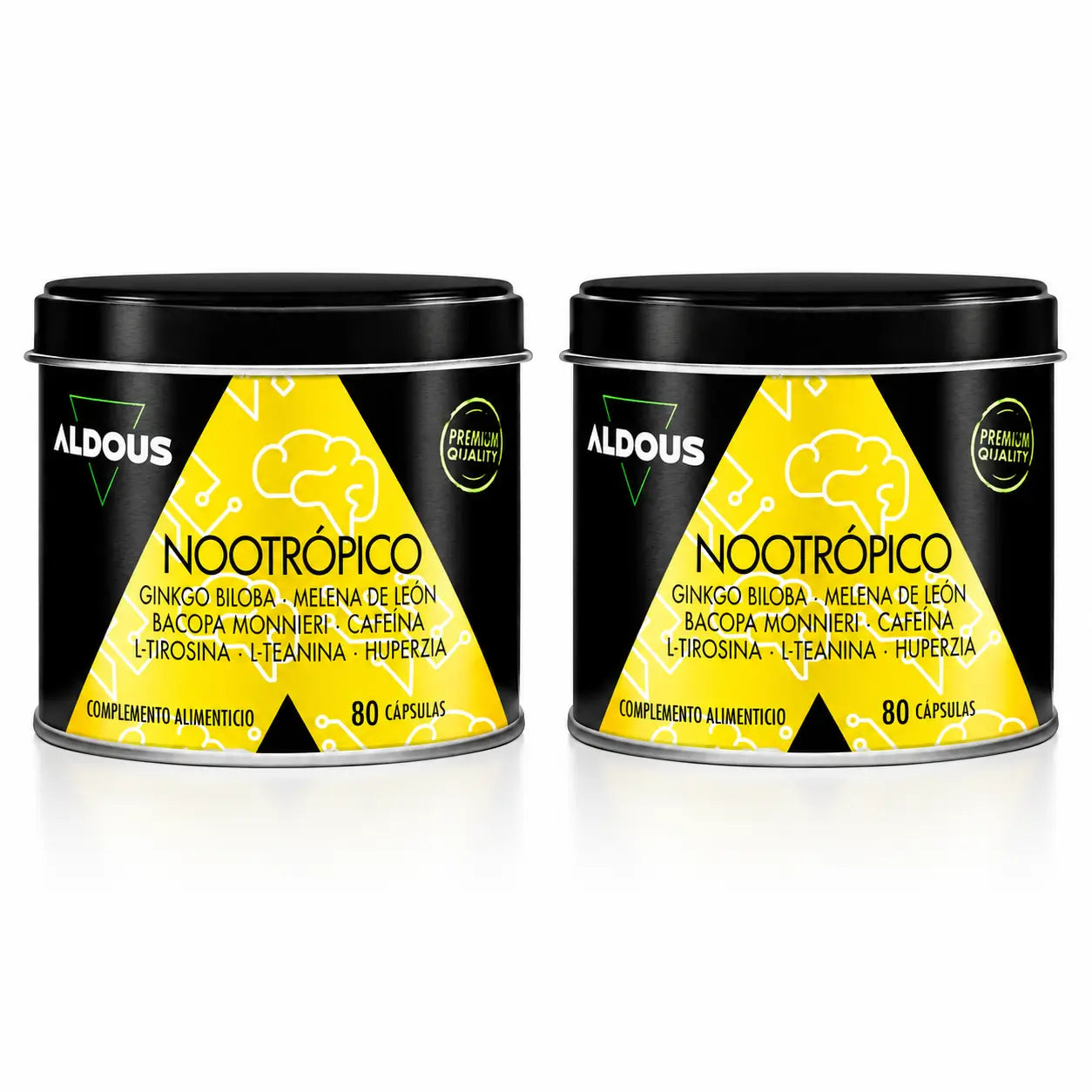 Aldous Labs Nootrópico com Ginkgo Biloba, Lion's Mane, Cafeína, Bacopa, Tirosina, Teanina e Huperzina A , embalagem 2