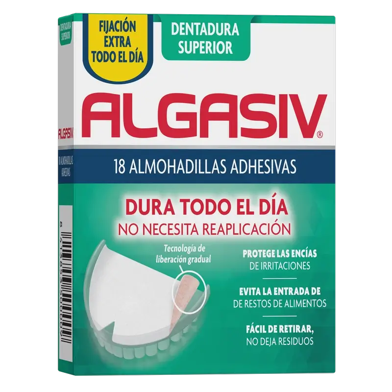 ALGASIV ADESIVO ALMOFADAS DENTADURA SUPERIOR 18 UNIDADES