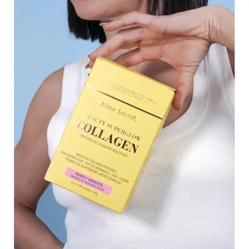 Alma Secret Beauty Superglow Colagénio Sabor Manga e Maracujá , 30x4 gramas