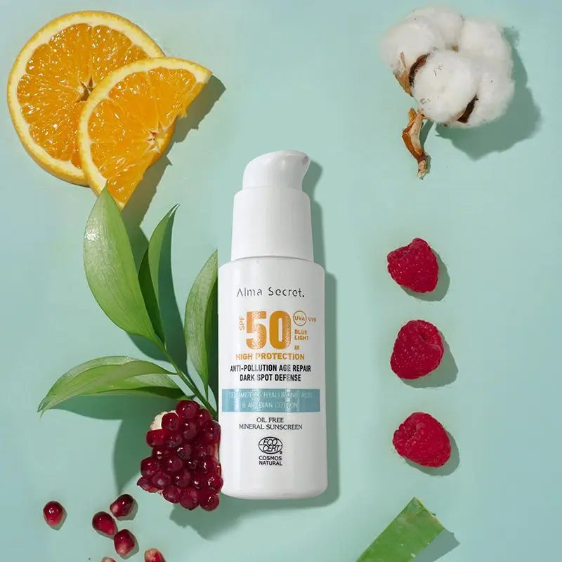 Alma Secret Solar Facial Protetor solar natural Spf 50 com ceramidas, anti-manchas e sem óleo