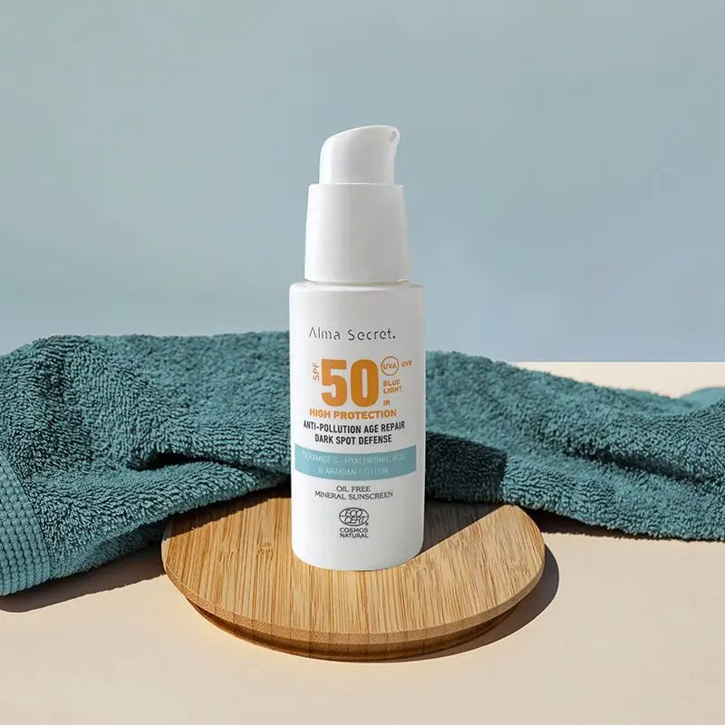 Alma Secret Solar Facial Protetor solar natural Spf 50 com ceramidas, anti-manchas e sem óleo