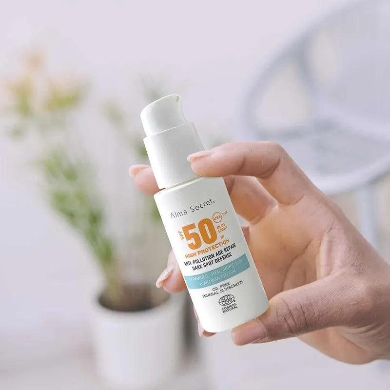 Alma Secret Solar Facial Protetor solar natural Spf 50 com ceramidas, anti-manchas e sem óleo