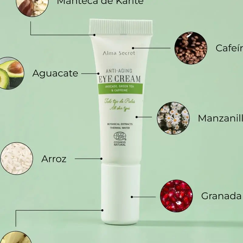 Alma Secret Anti-Ageing Eye Contour Tube Abacate, Chá Verde e Cafeína