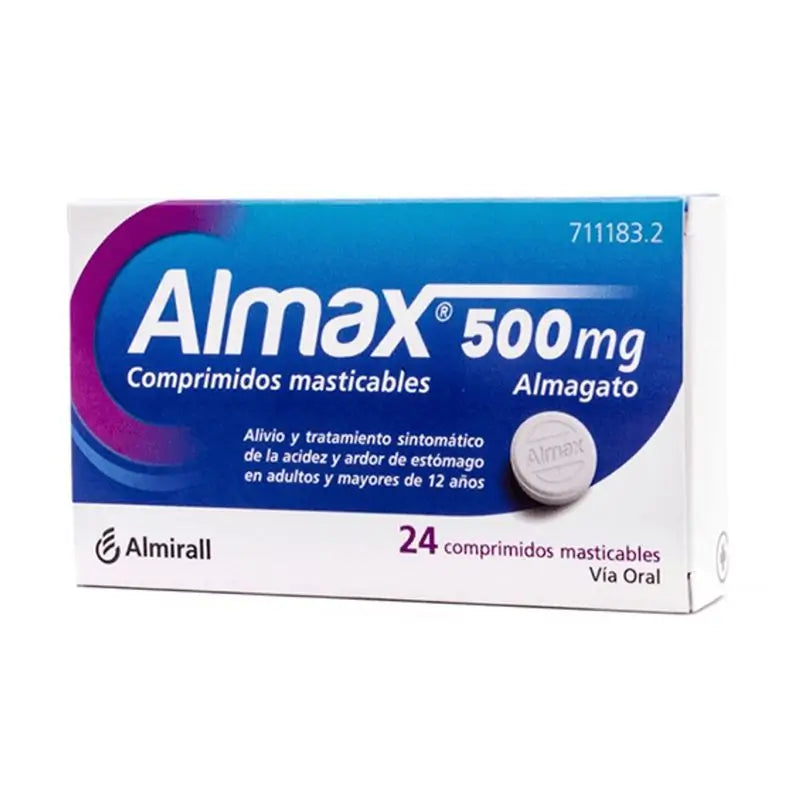 Almax 500 mg, 24 comprimidos mastigáveis