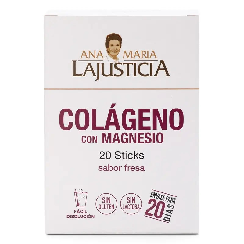 Ana Maria Lajusticia Colagénio com Magnésio sabor a morango, 20 sticks