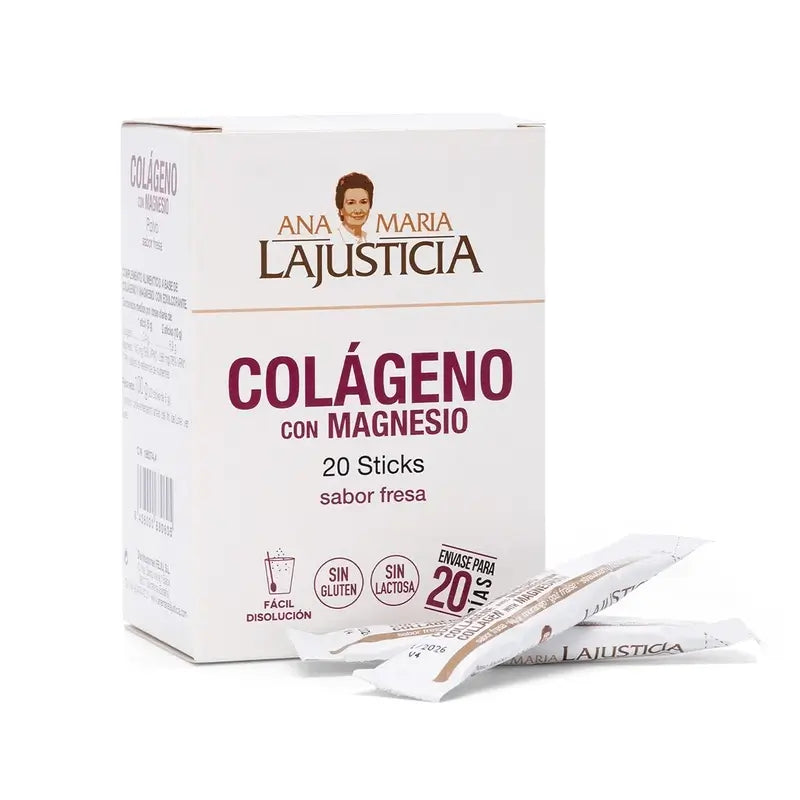 Ana Maria Lajusticia Colagénio com Magnésio sabor a morango, 20 sticks