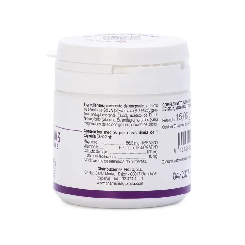 Ana Maria Lajusticia Isoflavonas com Magnésio + Vitamina E, 30 cápsulas