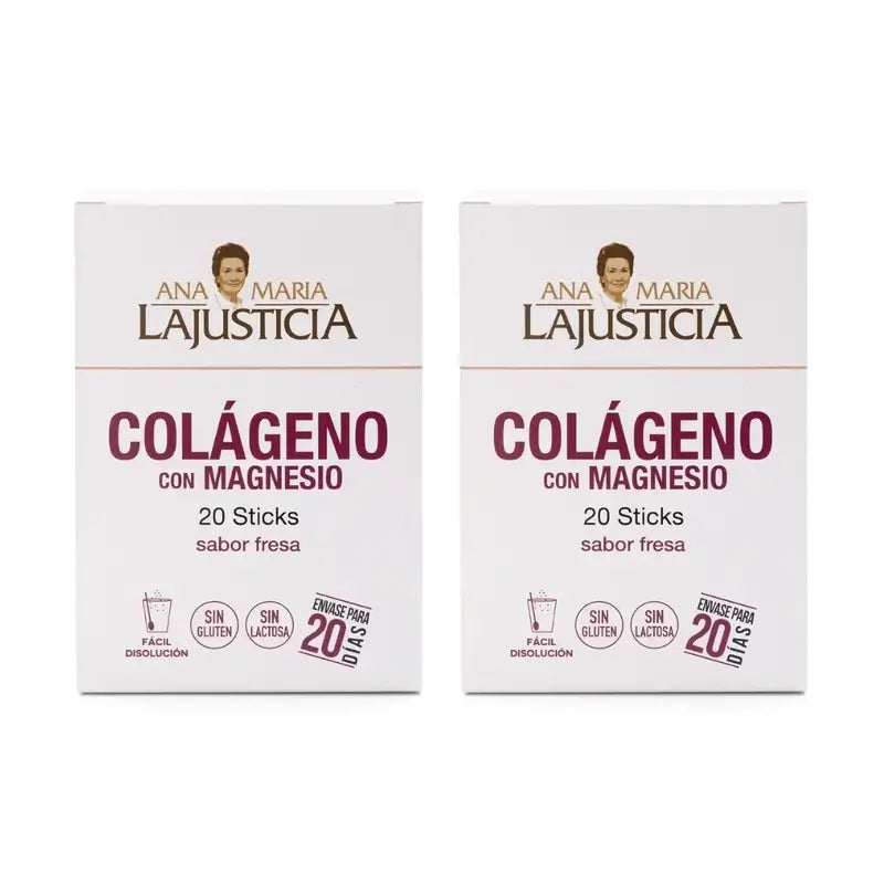 Ana Maria Lajusticia Colagénio com Magnésio sabor a morango, 2x20 sticks