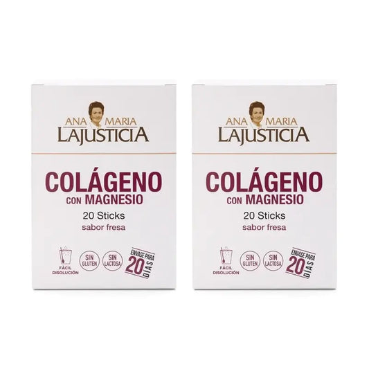 Ana Maria Lajusticia Colagénio com Magnésio sabor a morango, 2x20 sticks