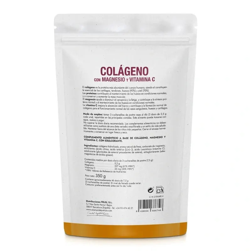 Ana Maria Lajusticia Colagénio com Magnésio + Vit.C Sabor a Morango em Pó Doypack, 350 gramas