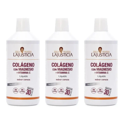 Ana Maria Lajusticia Colagénio com Magnésio + Vitamina C sabor a cereja, 3x1 L