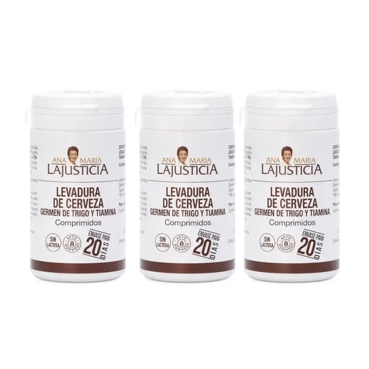 Ana Maria Lajusticia Levedura de cerveja + Germe de trigo + Tiamina (B1), 3x80 comprimidos