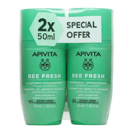 Apivita Bee Fresh Desodorizante 24H, 2X50Ml