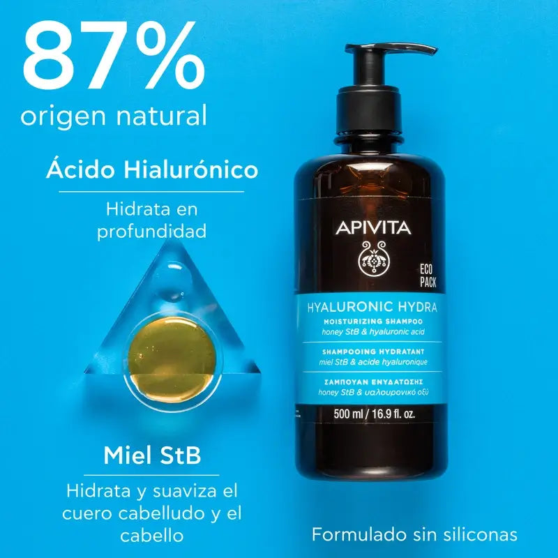 Champô Apivita Hyaluronic Hydra, 500 Ml