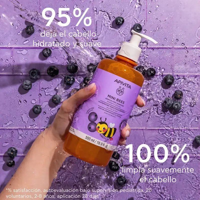 Champô suave para crianças Apivita com arando e mel, 500 ml