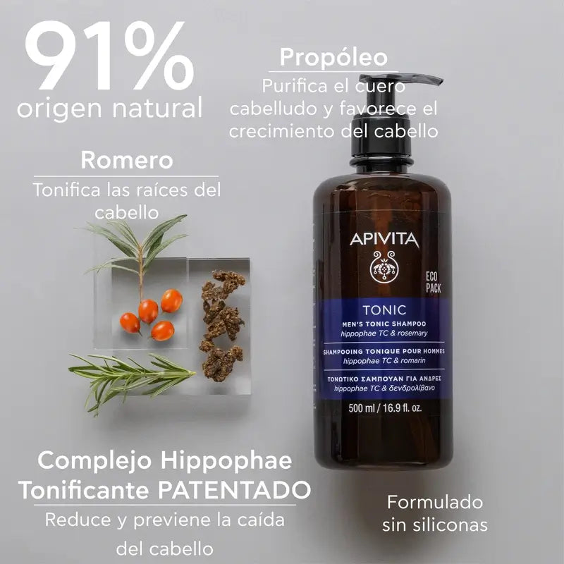 Champô tonificante para queda de cabelo Apivita Men 500 ml