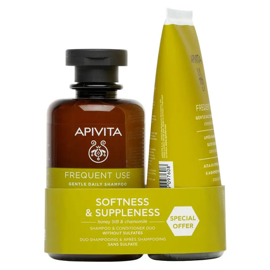 Apivita Hair Care Pack Uso Diário Champô + Amaciador Suave , 250 + 150 ml