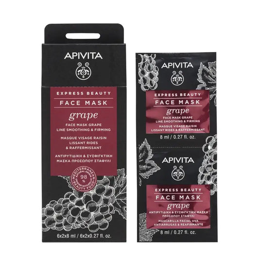 Máscara facial de uva Apivita Express Beauty - Antirrugas, 2x8 ml