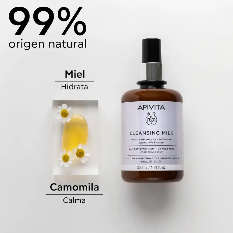 APIVITA Leite de limpeza para peles normais/secas com camomila e mel 300 ml