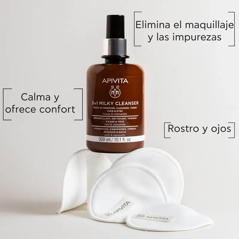 Leite de limpeza Apivita 3 em 1, 300 ml