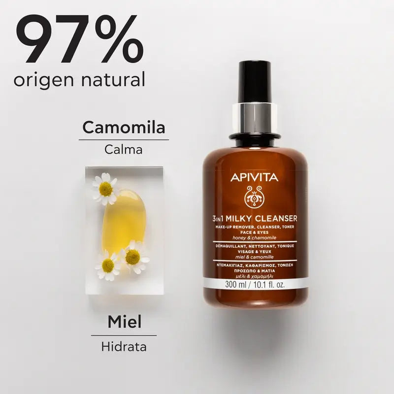Leite de limpeza Apivita 3 em 1, 300 ml
