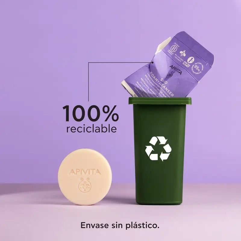 Apivita Limpador e desmaquilhante sólido para rosto e olhos, 80 G