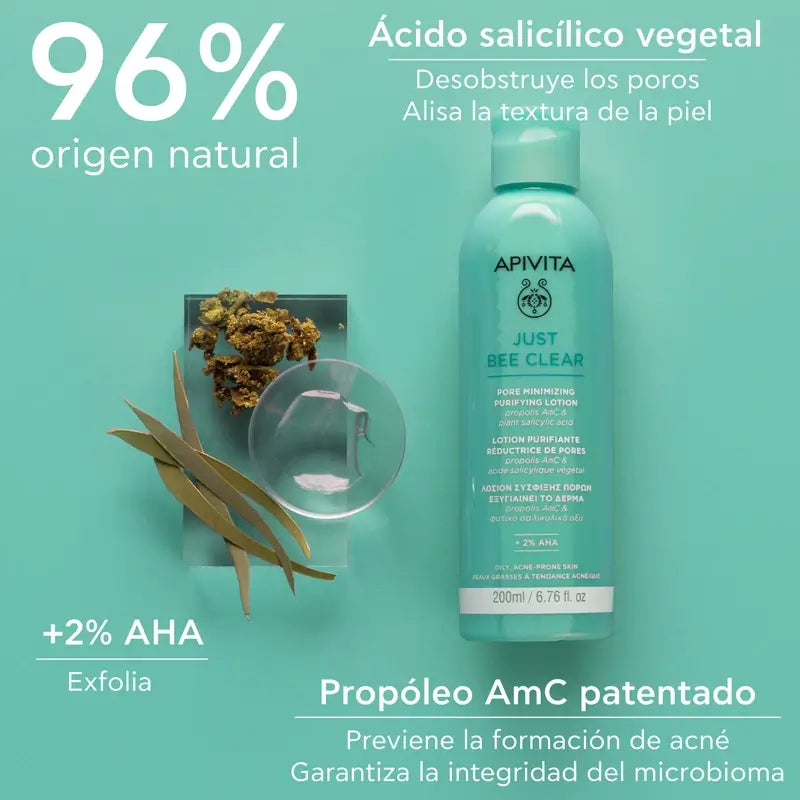 Apivita Just Bee Clear Loção Purificante Minimizadora de Poros, 200 ml