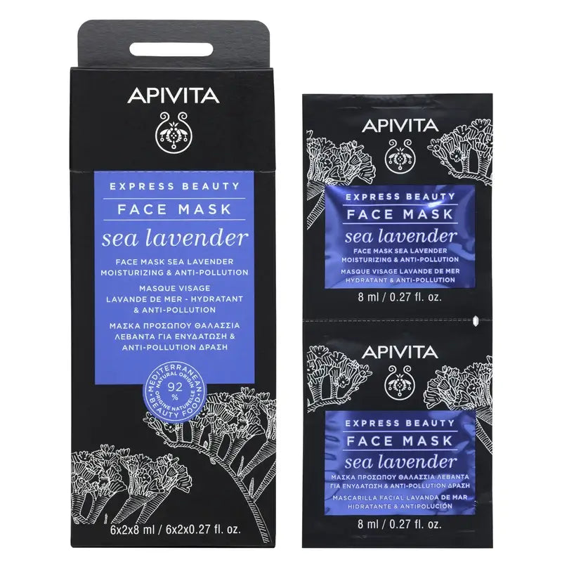 APIVITA Express Beauty Máscara Hidratante e Antioxidante com Lavanda do Mar