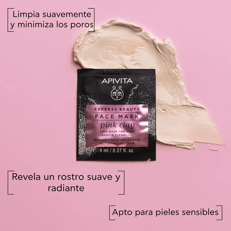 APIVITA Express Beauty Máscara de limpeza suave com argila rosa