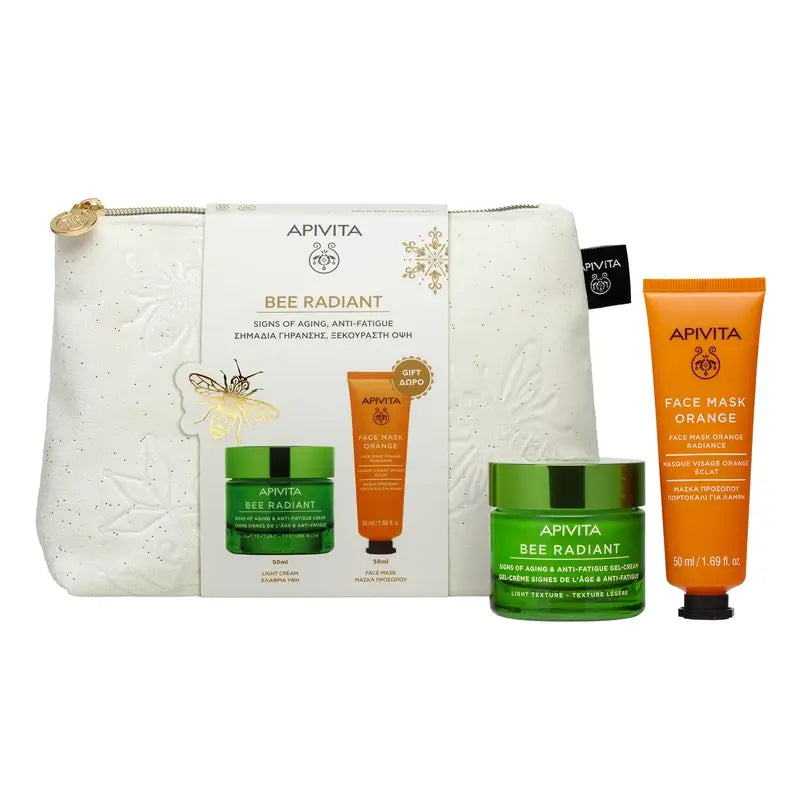 Apivita Promo Bee Radiant Gel-Creme Reativo à Idade e Anti-Fadiga, 50Ml + Máscara Facial Laranja 50Ml
