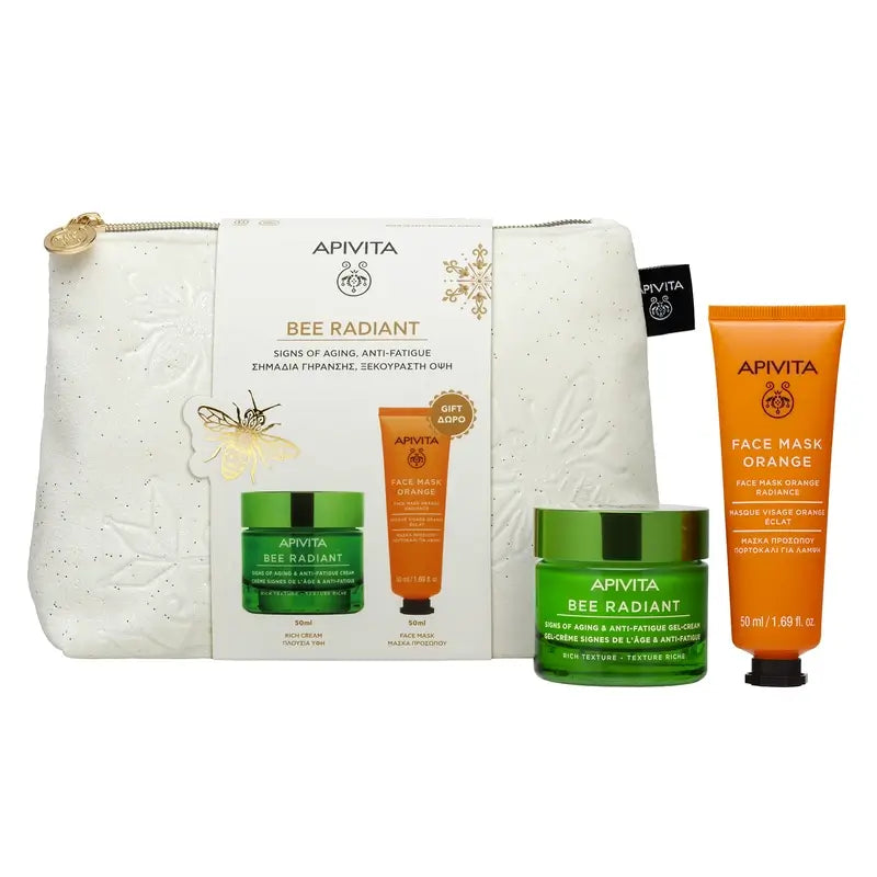 Apivita Promo Bee Radiant Age-Relief & Anti-Fatigue Gel-Cream, 50Ml + Orange Face Mask, 50Ml