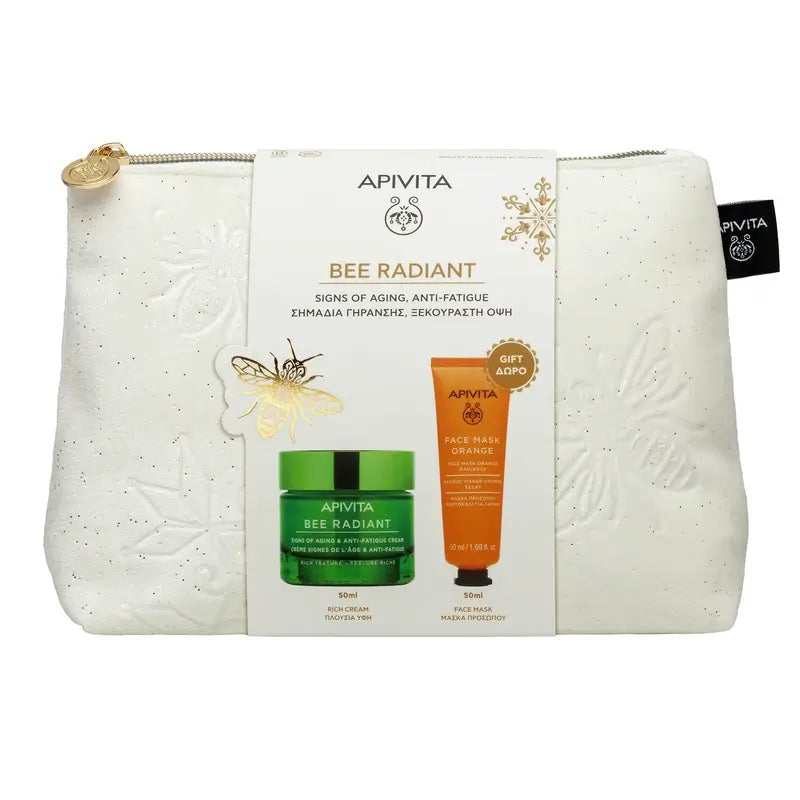Apivita Promo Bee Radiant Age-Relief & Anti-Fatigue Gel-Cream, 50Ml + Orange Face Mask, 50Ml