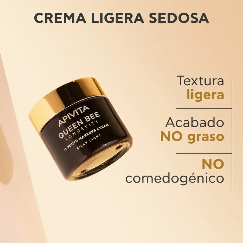 Apivita Queen Bee Longevity Light Cream 12 Marcadores de Juventude, 50 ml