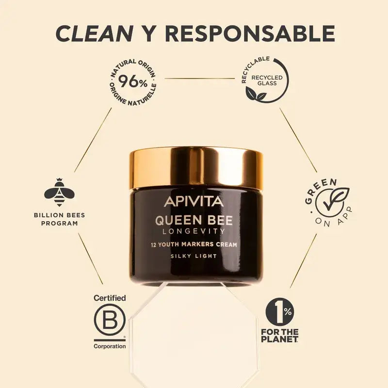 Apivita Queen Bee Longevity Light Cream 12 Marcadores de Juventude, 50 ml