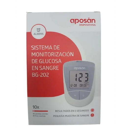 Aposan Sistema de controlo da glucose no sangue Bg-02, 10 lancetas + 10 tiras