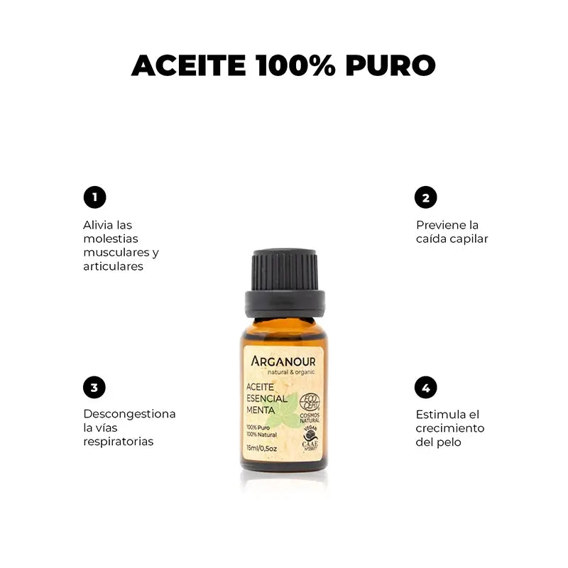 Óleo Essencial de Arganour Óleo Essencial de Hortelã-Pimenta, 15 Ml
