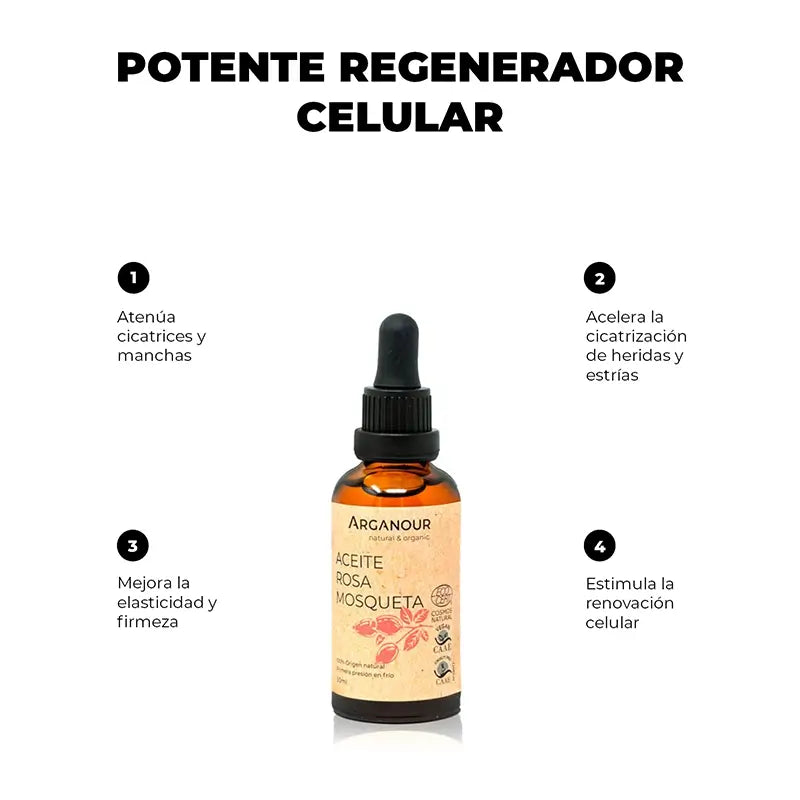Óleo Vegetal Arganour Óleo de Semente de Rosa Mosqueta, 50 Ml