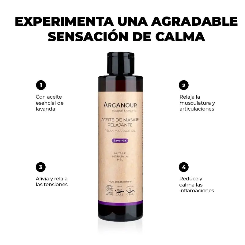 Óleo de Massagem Relaxante Corporal Arganour, 200 Ml